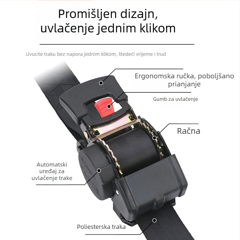 Izvlačni elastični remen za pričvršćivanje s gumbom, bez amortizera, za kamione