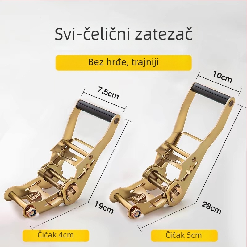 Račni pojas za vezivanje tereta s debelim napinjačem, držačem i učvršćivačem – kapacitet 5 i 3 tone