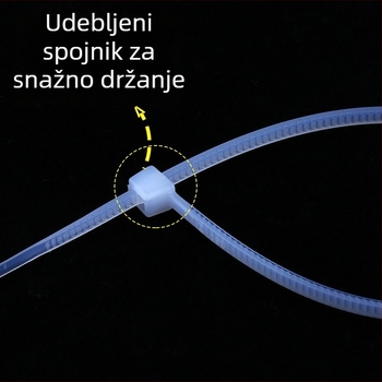 Najlonske vezice za kabelske spojeve, širina 1,8 mm, ekološki nylon materijal, pogodne za spojeve promjera 2–11 mm i 3–50 mm