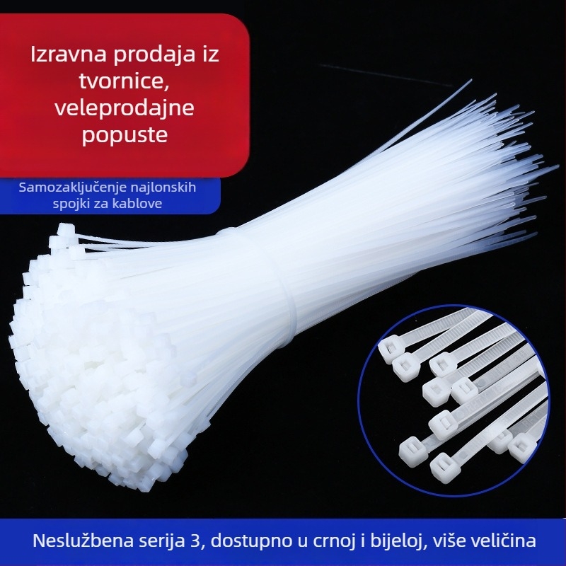 Najlonske vezice za kabelske spojeve, širina 1,8 mm, ekološki nylon materijal, pogodne za spojeve promjera 2–11 mm i 3–50 mm