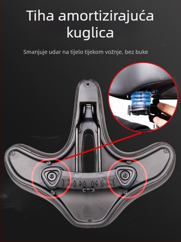 Sjedalo za planinski bicikl – debelo i široko, PU tkanina + poliuretanska pjena, kompatibilno sa standardnim biciklima, mogućnost prilagodbe