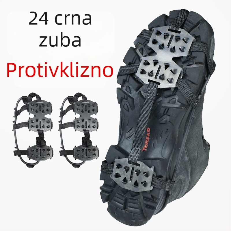 Vanjski penjački kramponi s 24 zuba od nehrđajućeg čelika, protuklizni vrhovi za planinarske cipele, unaprijeđeni.