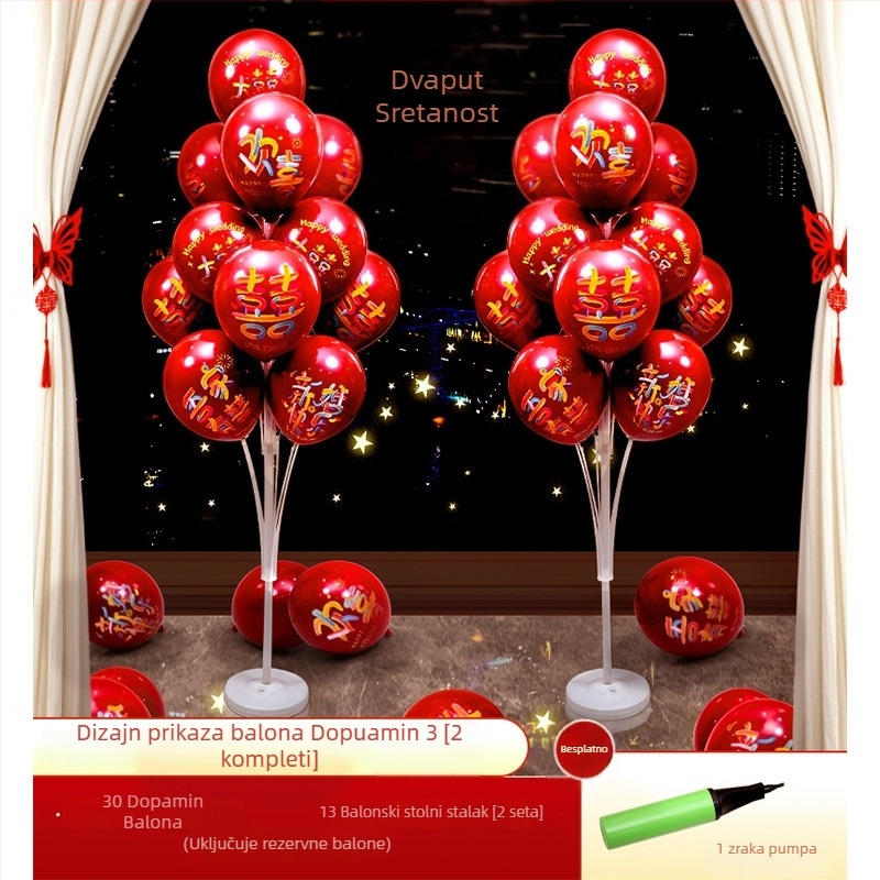 Balon kolona za svadbenu uređenje sobe — podna rekvizita za uređenje prostora u dnevnom boravku i novom domu (Materijal: plastika; Kategorija: rekviziti za uređenje prostora; Prigode: vjenčanje, rođendan, Dan zaljubljenih)