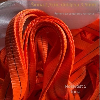 Poliesterska vezna traka, nosivost 5 tona, ručno pričvršćivanje, za prijevoz, duljina prilagodljiva