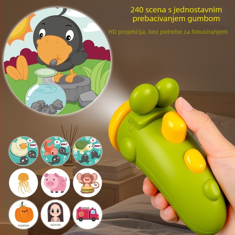 Dječja projekcijska svjetiljka s gumbom, projektor za uspavljivanje bebe s životinjskim slikama – plastična konstrukcija, od 14 godina