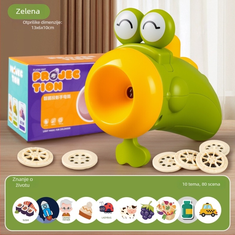 Dječja projekcijska svjetiljka s gumbom, projektor za uspavljivanje bebe s životinjskim slikama – plastična konstrukcija, od 14 godina