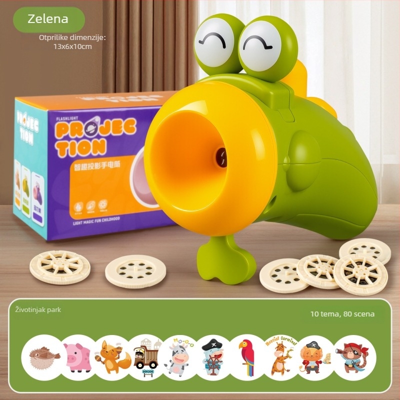 Dječja projekcijska svjetiljka s gumbom, projektor za uspavljivanje bebe s životinjskim slikama – plastična konstrukcija, od 14 godina