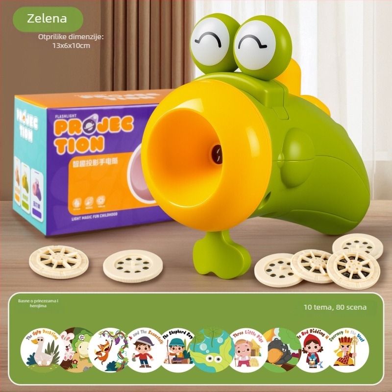 Dječja projekcijska svjetiljka s gumbom, projektor za uspavljivanje bebe s životinjskim slikama – plastična konstrukcija, od 14 godina