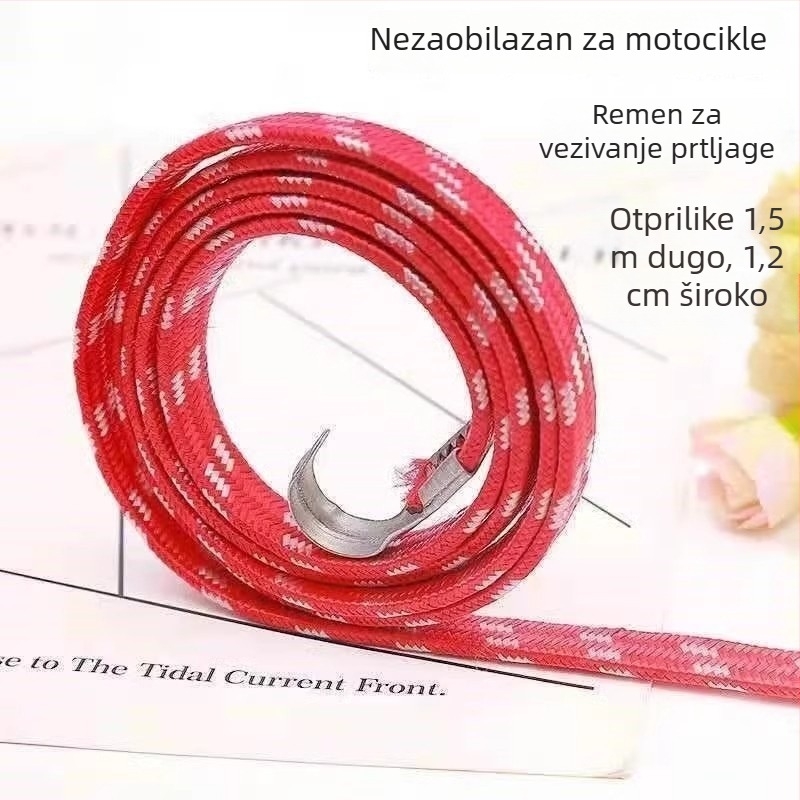 Remen za motocikl s kukama, elastična užad za teret, čvrst, kapacitet 10 kg