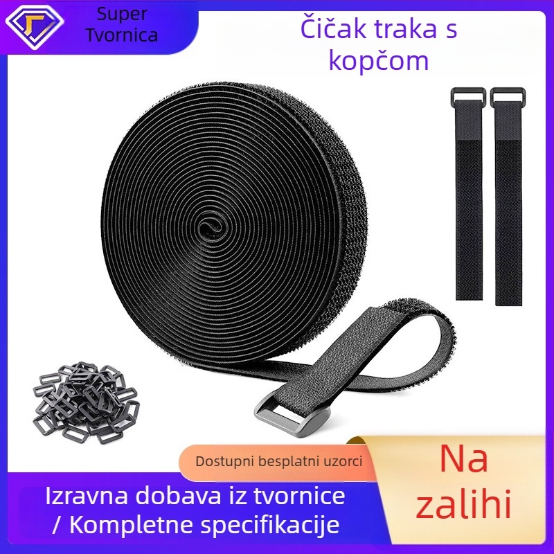 Velcro traka za kabel s metalnom kopčom i samoljepivom površinom za napajanje kablova