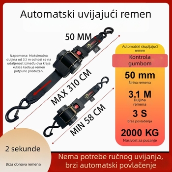 Prilagodljiva napinjačka traka za automobile i motocikle za premještanje i pričvršćivanje
