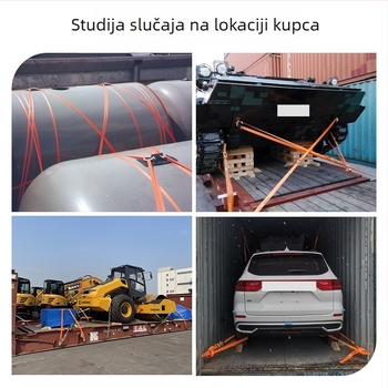 Narančasti remen za pričvršćivanje s ručnim zatezačem, pleteni poliester visokog stupnja čvrstoće, otporan na habanje, duljina 100 m, širina 25–50 mm