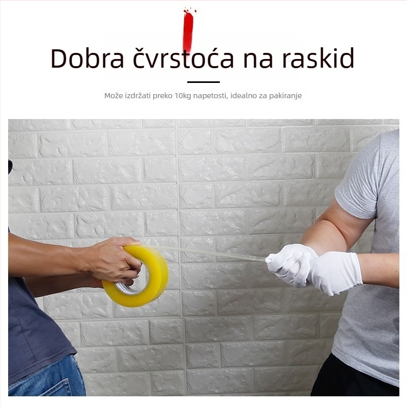 Prozirna pakirna traka – BOPP film, širina 35–60 mm, duljina 100 m, debljina 52 mm, ljepilo osjetljivo na tlak