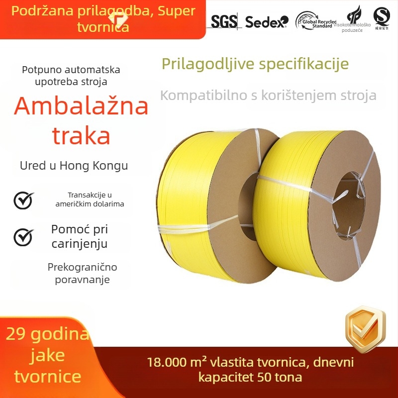 PP traka za pakiranje 5 mm x 6000 m, ekološki materijal, za poluautomatske strojeve za pakiranje