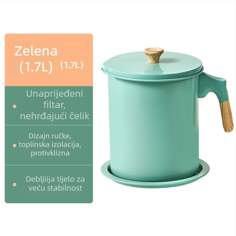 Posuda za ulje s filtrom, velika kapaciteta, odvodi masnoće, kuhinjska posuda za ulje, rafinirano željezo, s tiskanim logom