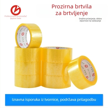 Pakirna traka, BOPP film, viskoznost visoka, ljepilo osjetljivo na tlak, konstrukcija otporna na rezanje, za brtvljenje kutija