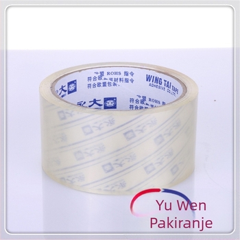 Ambalažna traka s BOPP podlogom, prozirna, ekološka; pogodna za zatvaranje kartona u uredima, školama, kod kuće, logistici i e-trgovini.