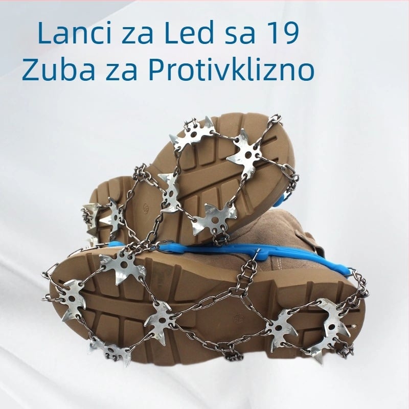 Protuklizni kramponi za cipele, zavareni silikon lanac, 19 zubi, TPES materijal, kutija 50 komada — MUXINCAMP