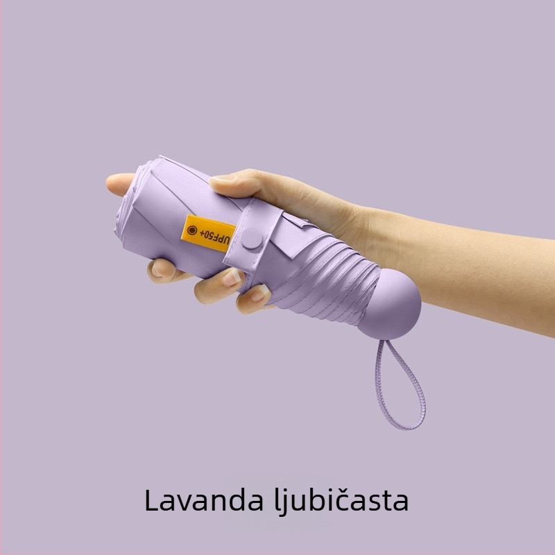 Petokraki kapsulni džepni kišobran - ručno otvaranje, 8 rebara, željezni okvir, plastična ručka, UPF >50