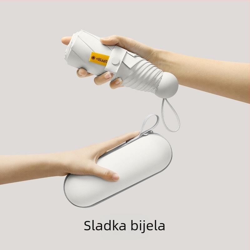 Petokraki kapsulni džepni kišobran - ručno otvaranje, 8 rebara, željezni okvir, plastična ručka, UPF >50