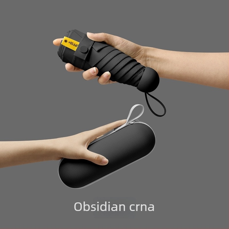 Petokraki kapsulni džepni kišobran - ručno otvaranje, 8 rebara, željezni okvir, plastična ručka, UPF >50