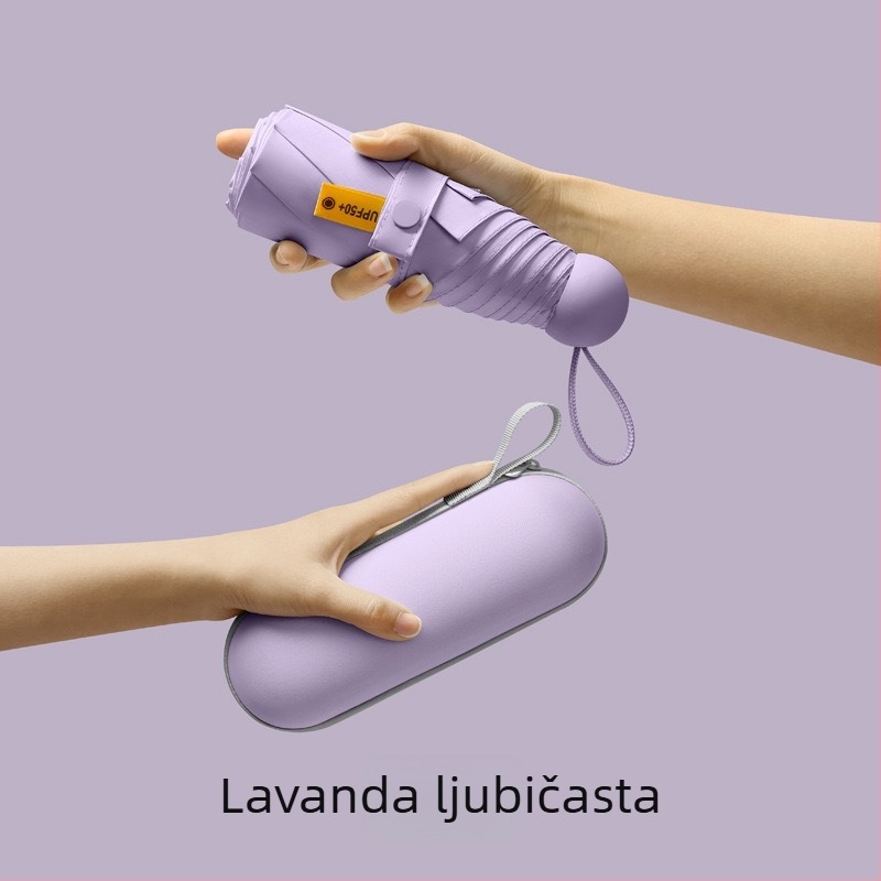 Petokraki kapsulni džepni kišobran - ručno otvaranje, 8 rebara, željezni okvir, plastična ručka, UPF >50