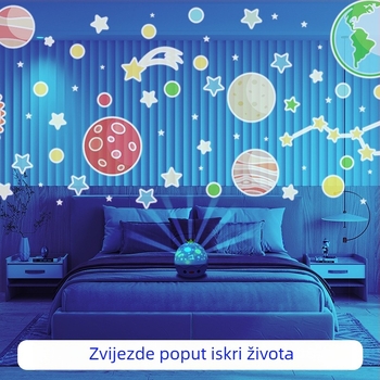Projektna lampa s krunom projekcije, rotirajuća noćna svjetiljka za spavaću sobu – HD projekcija, napajanje USB/ugrađena baterija, stolna montaža, bez pametnog upravljanja