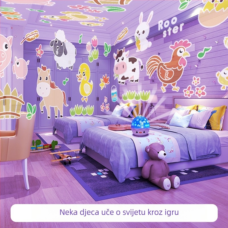 Projektna lampa s krunom projekcije, rotirajuća noćna svjetiljka za spavaću sobu – HD projekcija, napajanje USB/ugrađena baterija, stolna montaža, bez pametnog upravljanja