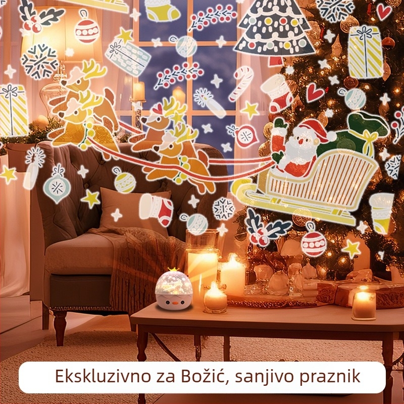 Projektna lampa s krunom projekcije, rotirajuća noćna svjetiljka za spavaću sobu – HD projekcija, napajanje USB/ugrađena baterija, stolna montaža, bez pametnog upravljanja