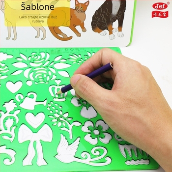 Colorbao Skup dječjih šablona za crtanje – PS materijal, šablone za izrezivanje, svestrani DIY kalup s ravnalom