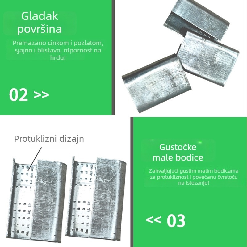 Spajalica za pakiranje, model 1608, nosivost 200 kg, aluminijsko-cinkovani završni sloj