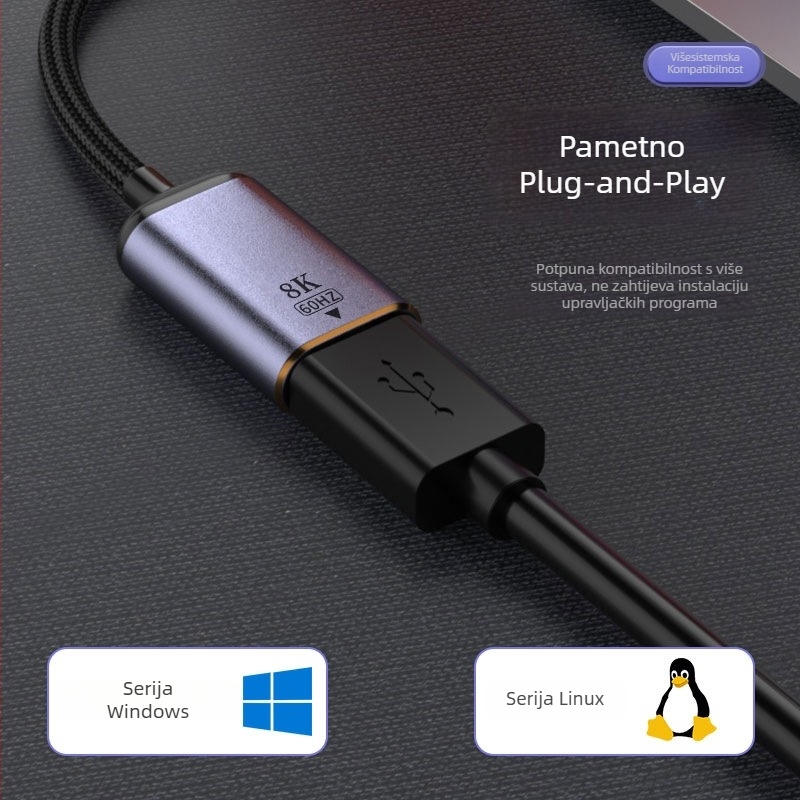Audio i video pretvarač — 8K60Hz Ultra HD konverter za projekciju zaslona, model 8K60Hz Ultra HD screen projection converter, kompatibilan s laptopom/Desktopom/TV