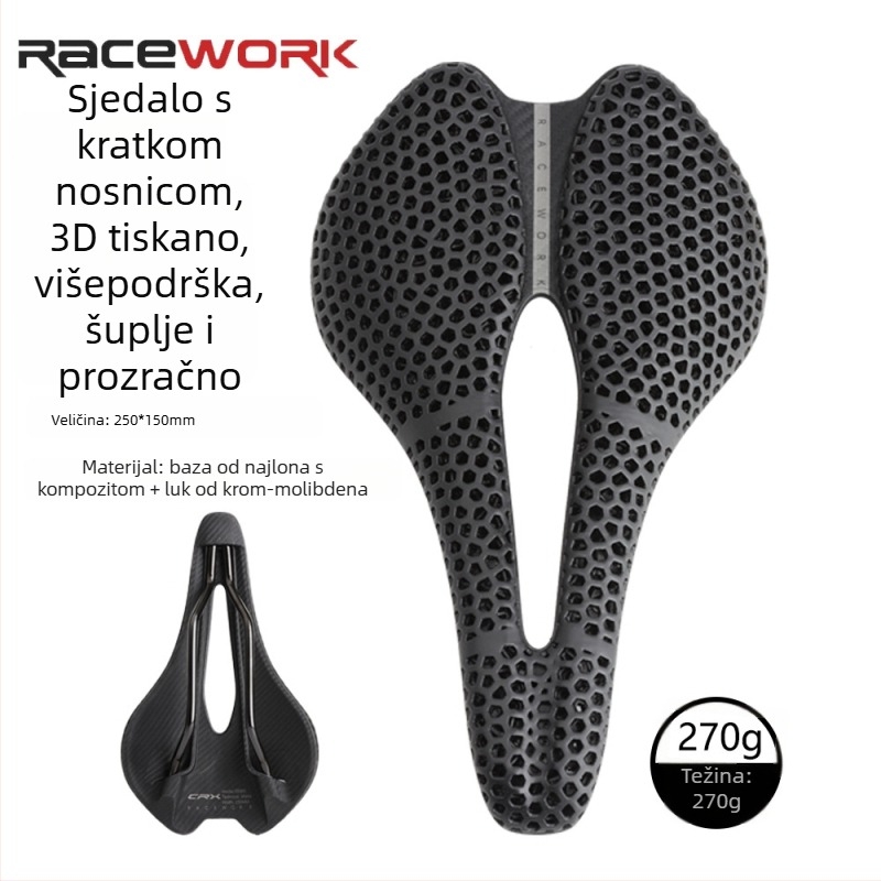 RACEWORK 3D ispisano sjedalo za cestovne i brdske bicikle, prozrađeni šuplji dizajn s pčelinjim saćem