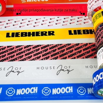 Paketna traka s BOPP filmom 52 μm, ljepilo osjetljivo na pritisak, za logističko pakiranje i elektroničko poslovanje, temperaturni raspon -30°C do 120°C.