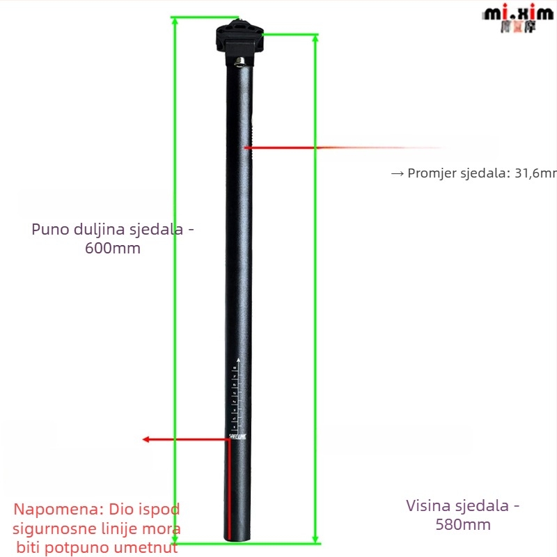 Mi.xim H20-580 aluminijska sedlovka za brdske bicikle
