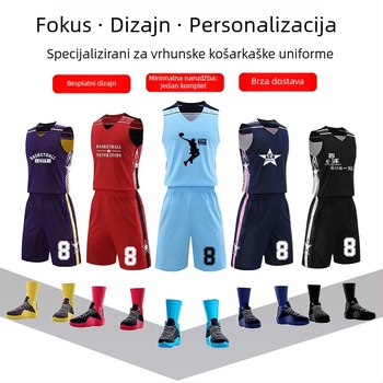 Unisex dvostrani košarkaški trening set – za sve sezone, tkanina od mješavine poliestera, podstava 100% poliester, model 313