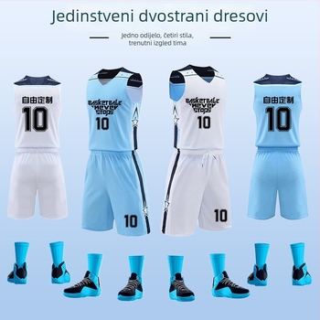 Unisex dvostrani košarkaški trening set – za sve sezone, tkanina od mješavine poliestera, podstava 100% poliester, model 313