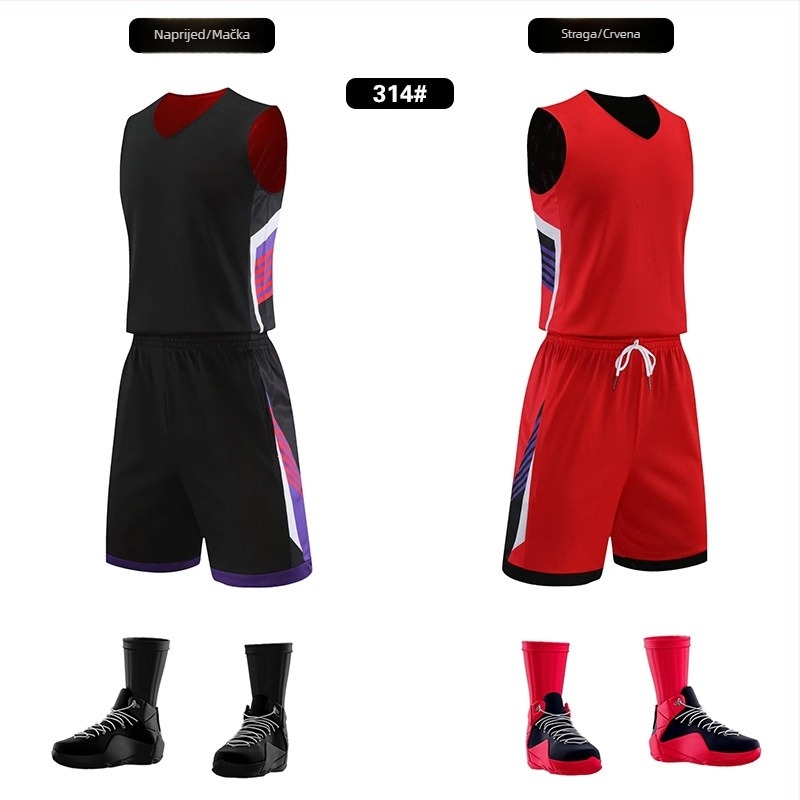 Unisex dvostrani košarkaški trening set – za sve sezone, tkanina od mješavine poliestera, podstava 100% poliester, model 313