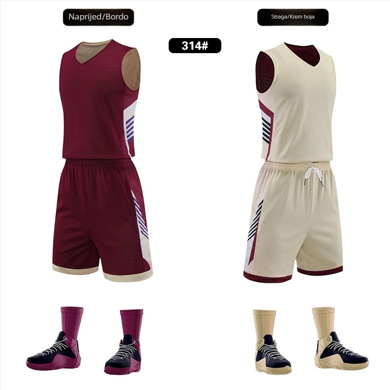 Unisex dvostrani košarkaški trening set – za sve sezone, tkanina od mješavine poliestera, podstava 100% poliester, model 313