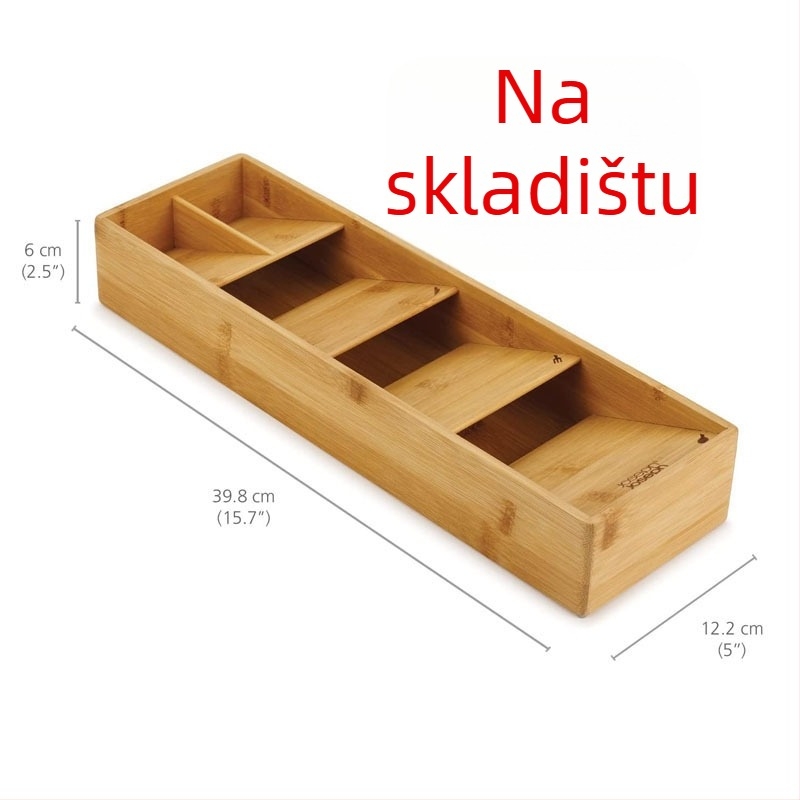Držač kuhinjskog pribora u ladici od bambusa, s višestrukim odjeljcima za nože i vilice, kapacitet 45 L