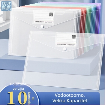 Prozirna torba za dokumente sa kopčom, velika kapaciteta, PP materijal, zatvoren stil, za ispite učenika