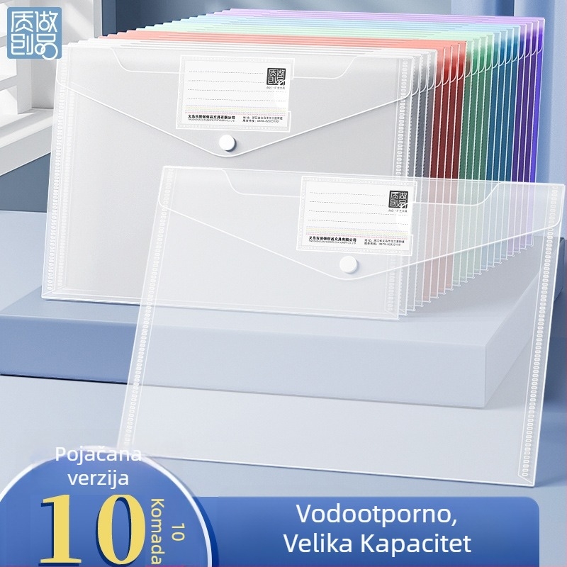 Prozirna torba za dokumente sa kopčom, velika kapaciteta, PP materijal, zatvoren stil, za ispite učenika