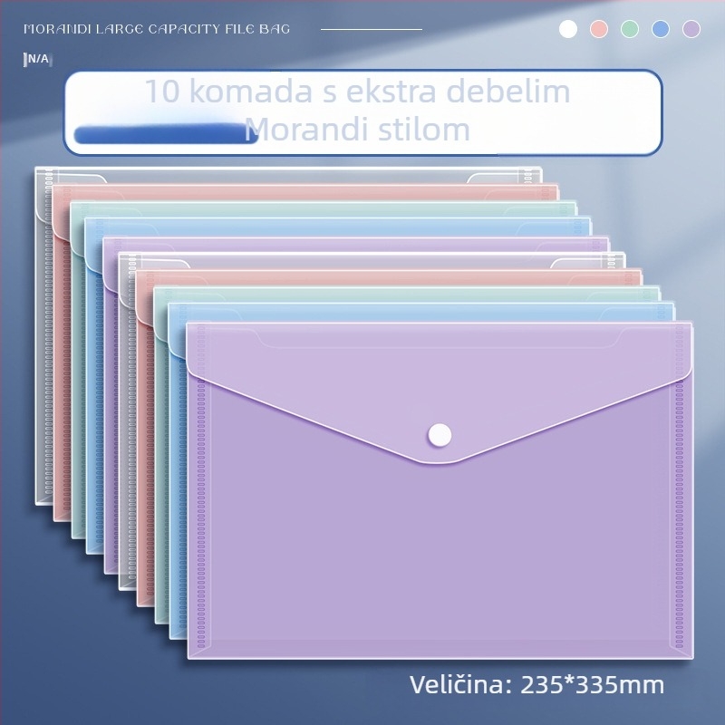 Prozirna torba za dokumente sa kopčom, velika kapaciteta, PP materijal, zatvoren stil, za ispite učenika