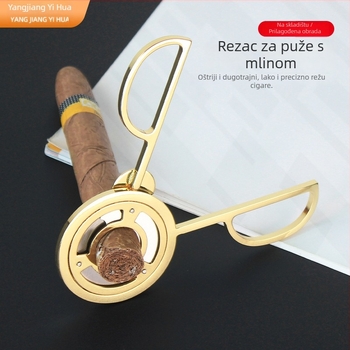 Nehrđajući čelični rezač za cigare, ručno izrađen, s brušnim završetkom, mogućnost prilagodbe logotipa i pakiranja; pogodan za cigare, čajne listove i moxa štapiće