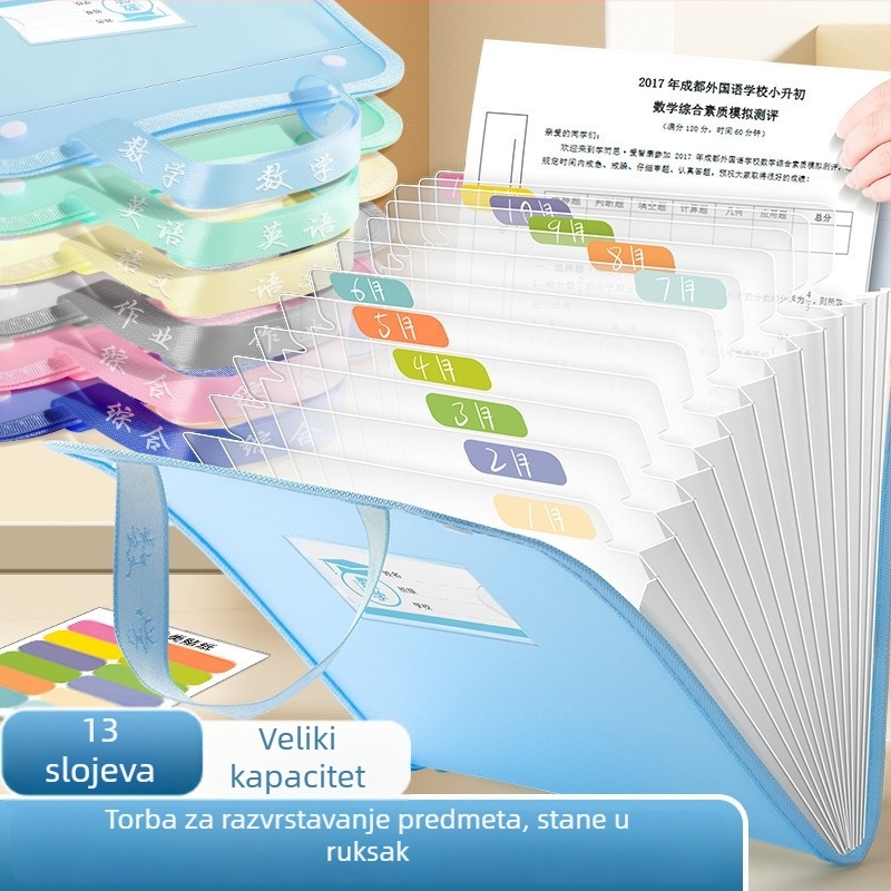 A4 organizator ispita papira – plastični prozirni, 13 pretinci (Model: A4, Bez loga)