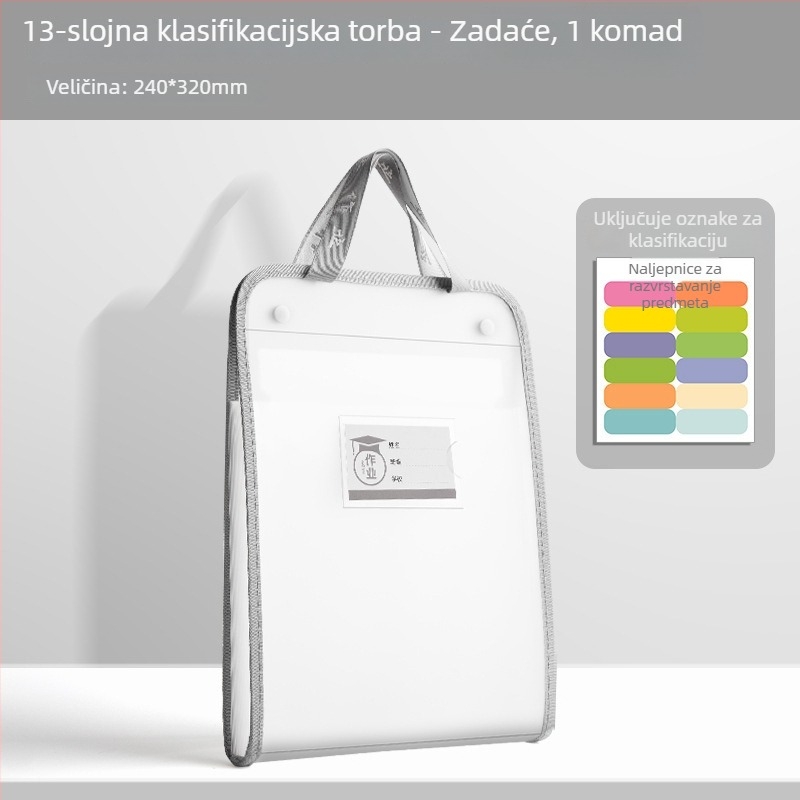 A4 organizator ispita papira – plastični prozirni, 13 pretinci (Model: A4, Bez loga)