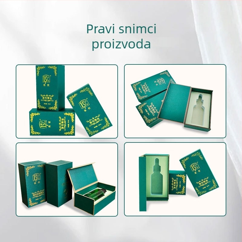 Ly-01 drvena kutija za esencijalno ulje, MDF konstrukcija, vanjske dimenzije 120x65x45 mm, unutarnje 114x59x38 mm, kapacitet 30, srebrno toplinsko utiskivanje