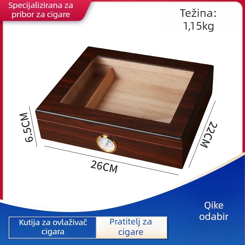Forten drveni humidor za cigare s ključem na šifru, higrometar i ovlaživač