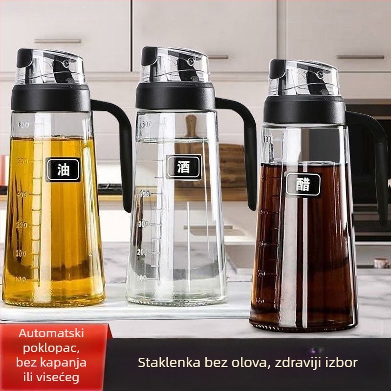 Staklena posuda za ulje s automatskim otvaranjem i zatvaranjem, bez olova, velikog kapaciteta