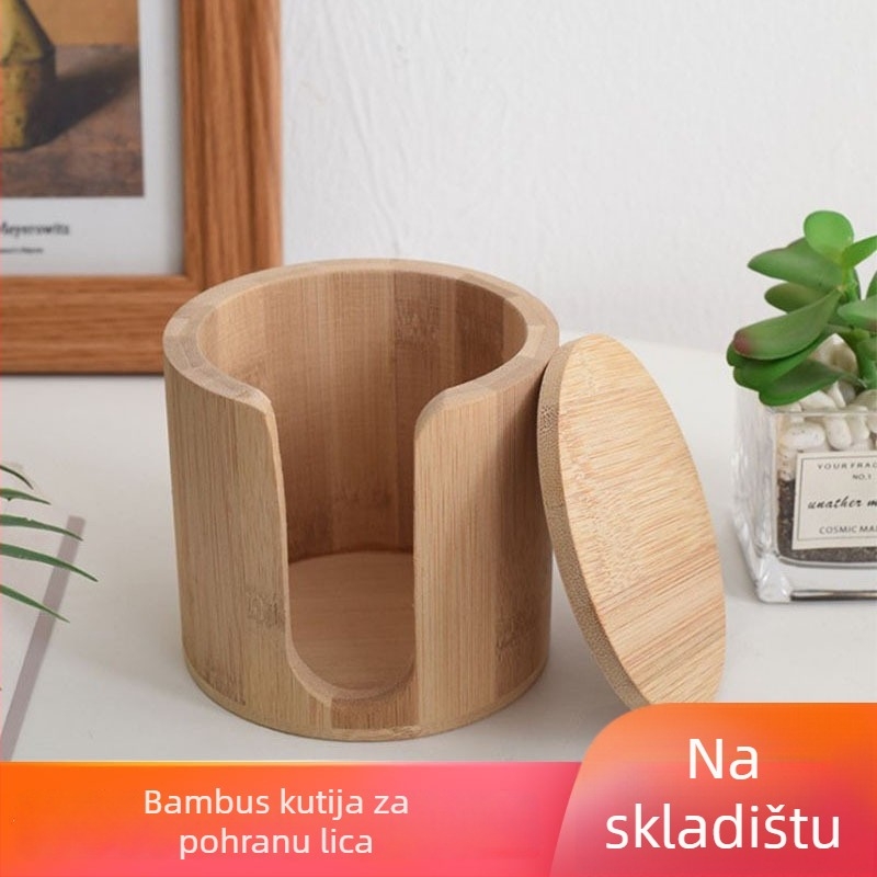 Drvena kutija za kozmetiku s poklopcem za vatice za uklanjanje šminke, 12 L kapaciteta, model Cosmetic Cotton Storage Box, mogućnost prilagođenog logotipa